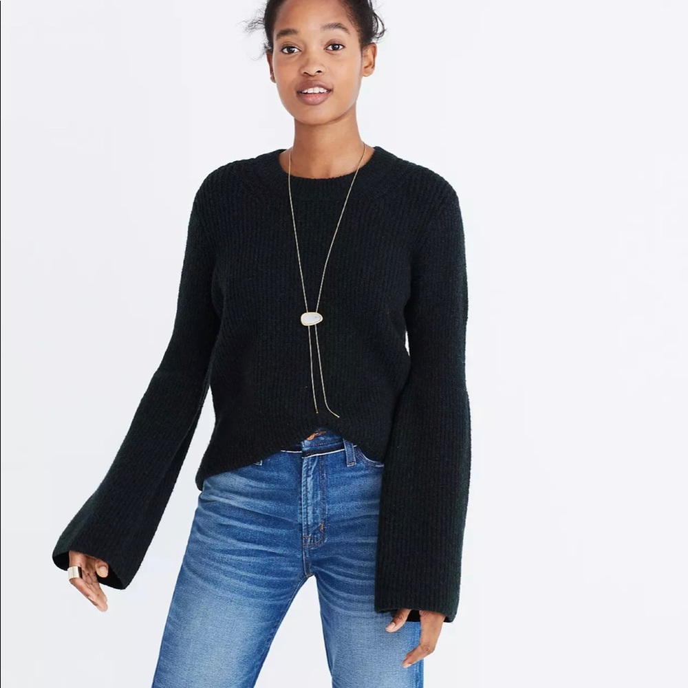 Madewell Bell Sleeve Pullover Sweater Pine Green Sz S NWT